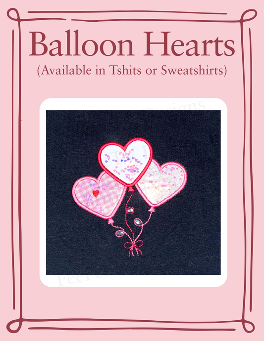 Ballon Hearts - Embroidered T-Shirt or Sweatshirt