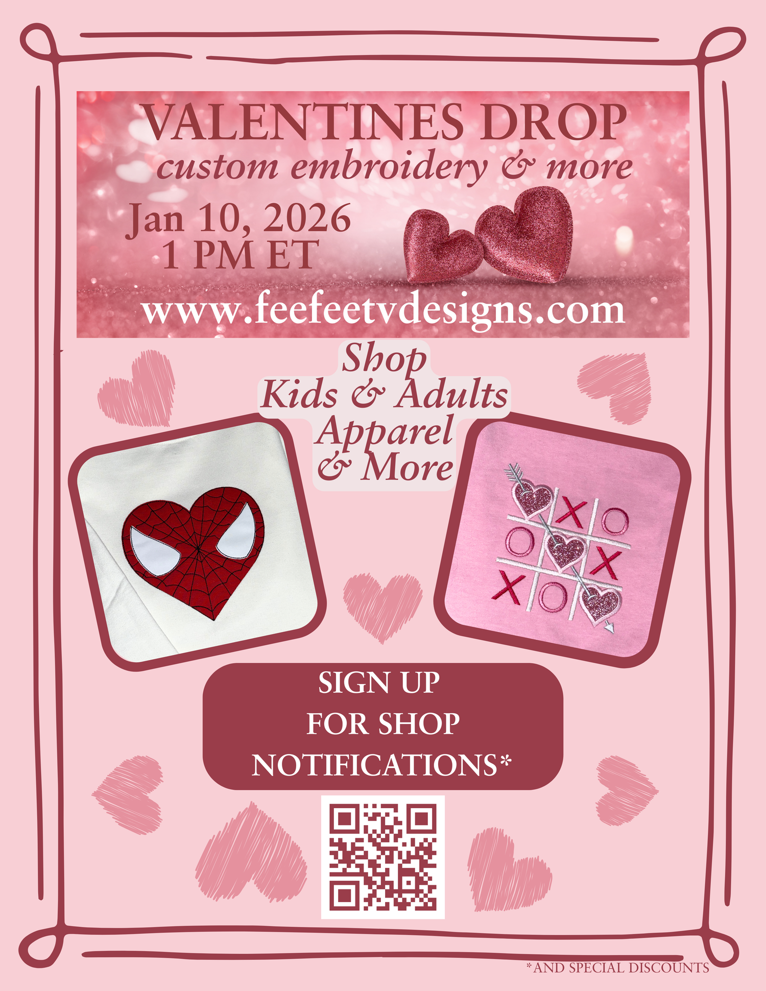 kids valentines day apparel drop by www.feefeetvdesigns.com on 1/10/26 1 PM EST