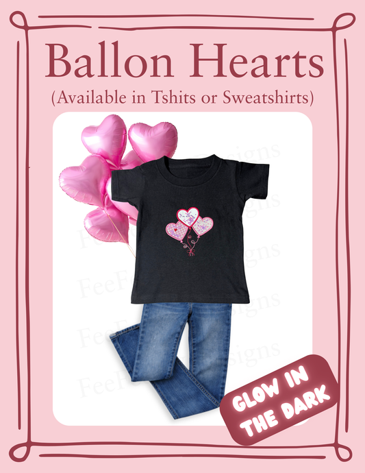 Ballon Hearts - Embroidered T-Shirt or Sweatshirt