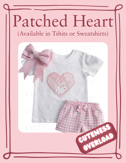 Patched Heart - Embroidered T-Shirt or Sweatshirt