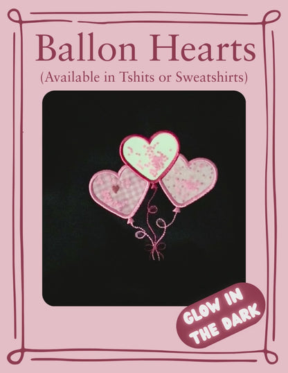 Ballon Hearts - Embroidered T-Shirt or Sweatshirt