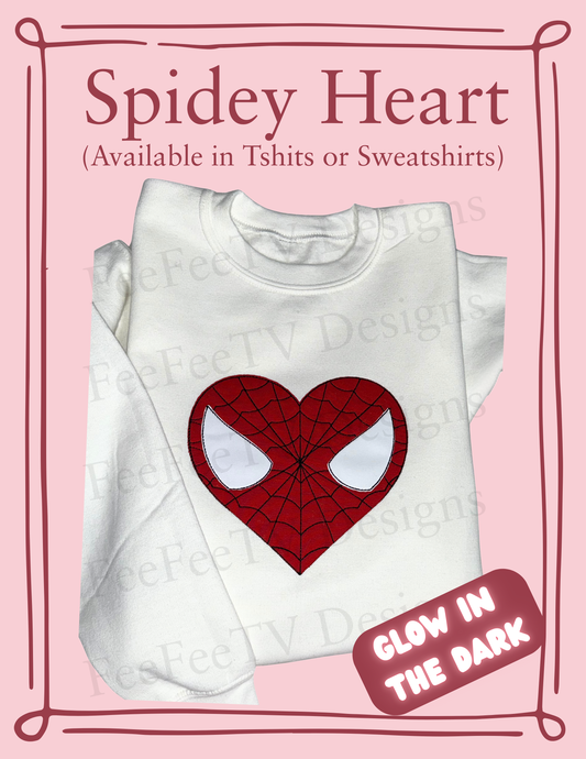 Spidey Heart - Embroidered T-Shirt or Sweatshirt